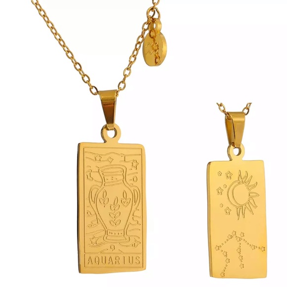 ๐18K gold plated zodiac square pendant necklace - Picture 4 of 14